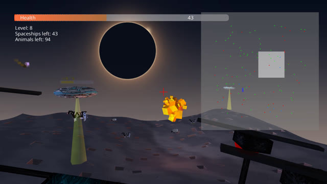 Level 8: Finale explosion and cow abduction